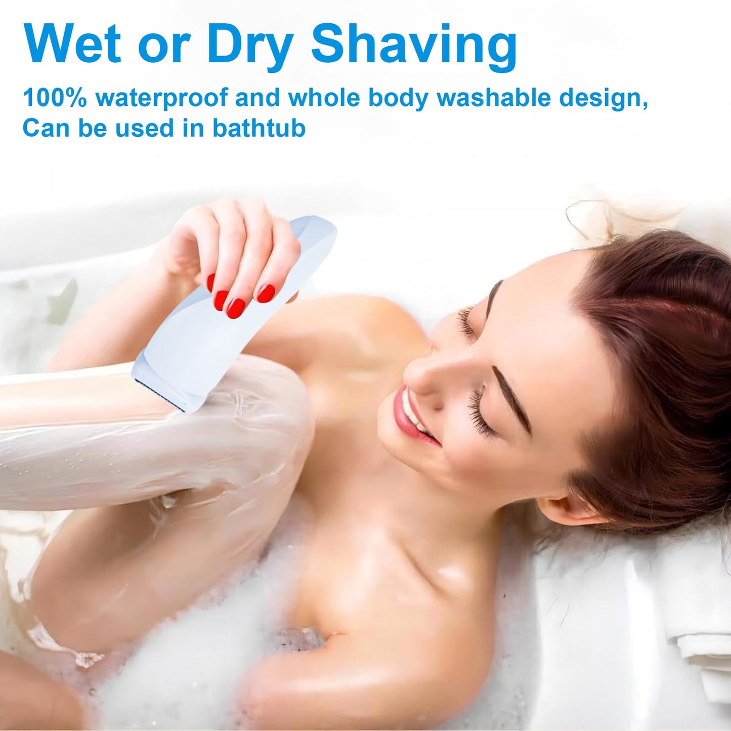 Electric Razor for Women, LAVERNER 2 In 1 Glide Pro 3.0 Painless Shaver Bikini Legs Underarm Public Hairs, Rechargeable Epilator Cordless Wet Dry Use, Blue