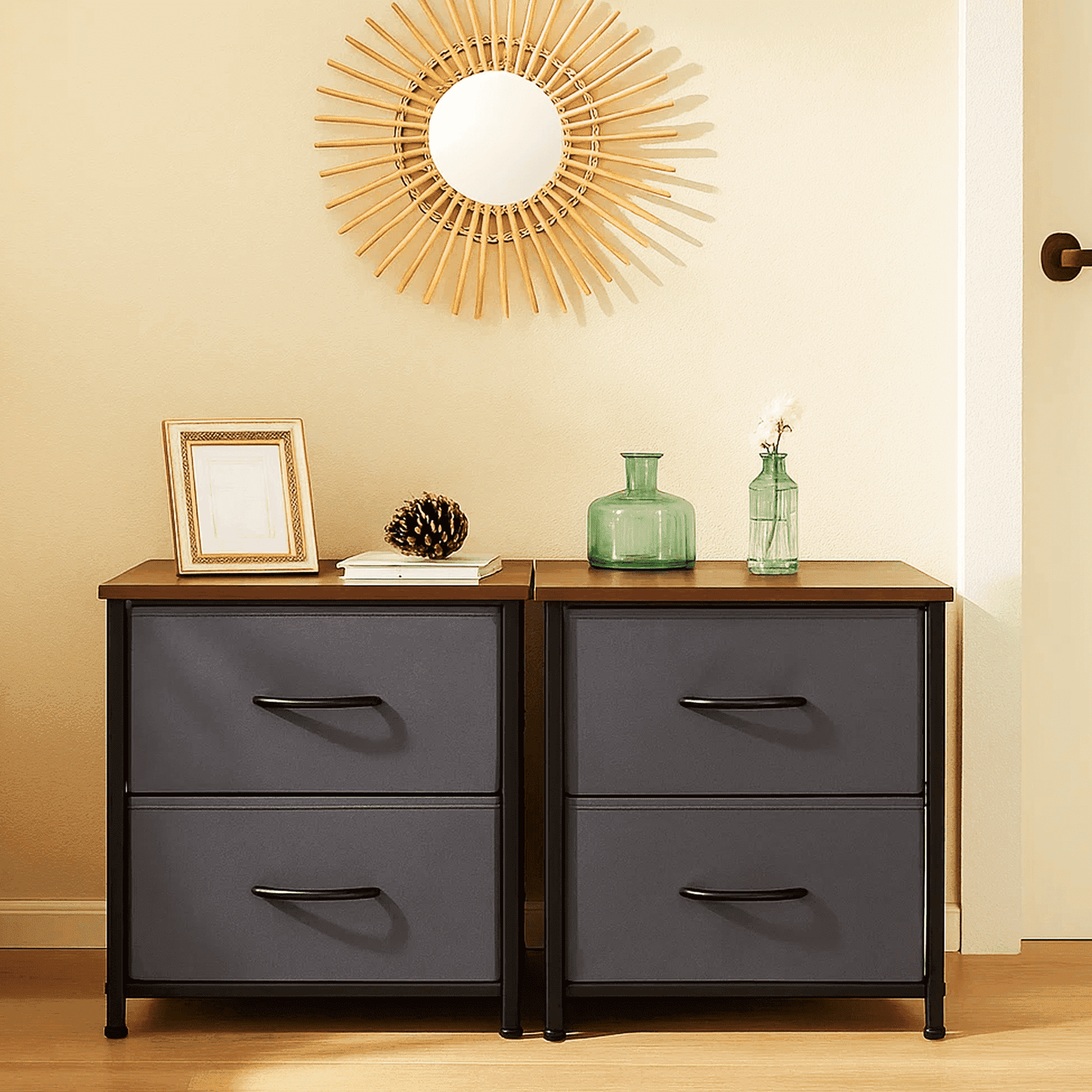 Dowellia 2-Drawer Fabric Storage Dresser, Nightstand for Bedroom, Closet, Storage Furniture for Adults,2 pack