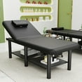 Stationary Massage Table, Holaki 80 Inch Long Heavy Duty Metal Frame Massage Bed with PU Leather, Modern Esthetician Bed for Physical Therapy Spa Tattoo Foot Massage, Black