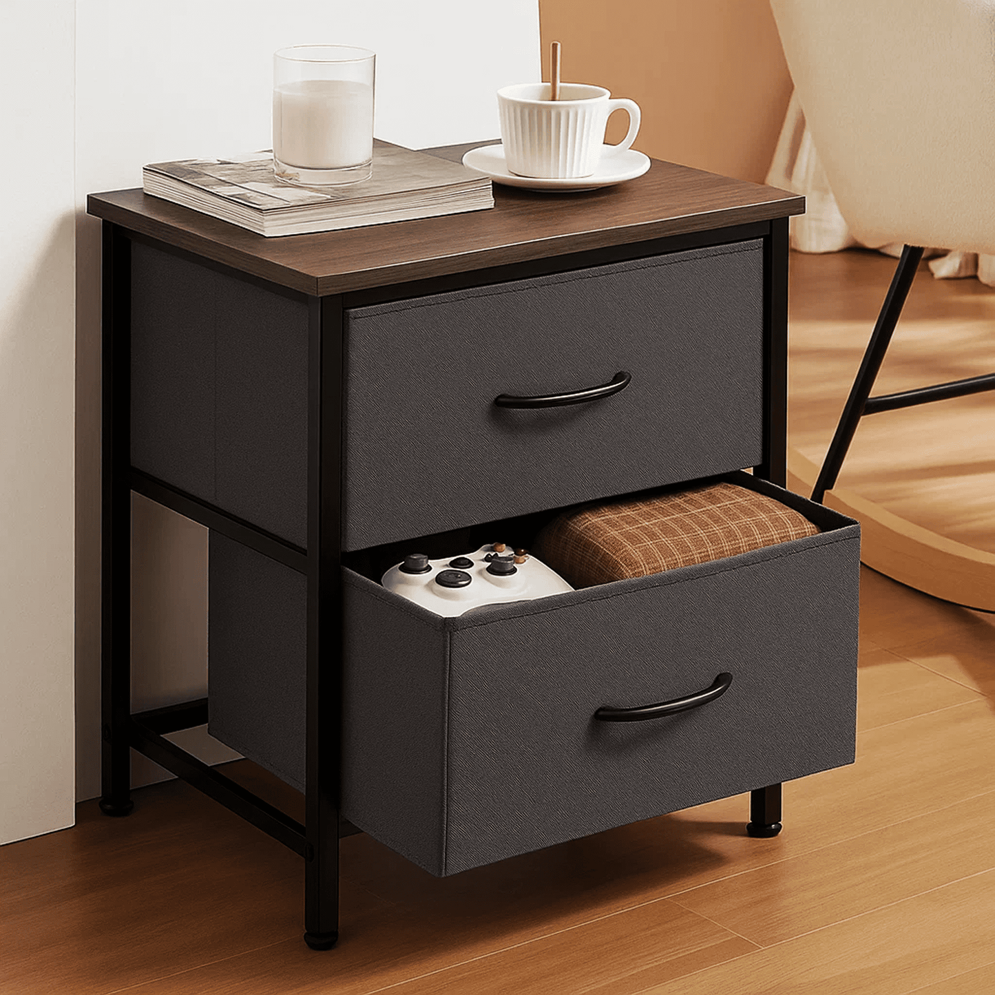 Dowellia 2-Drawer Fabric Storage Dresser, Nightstand for Bedroom, Closet, Storage Furniture for Adults,2 pack