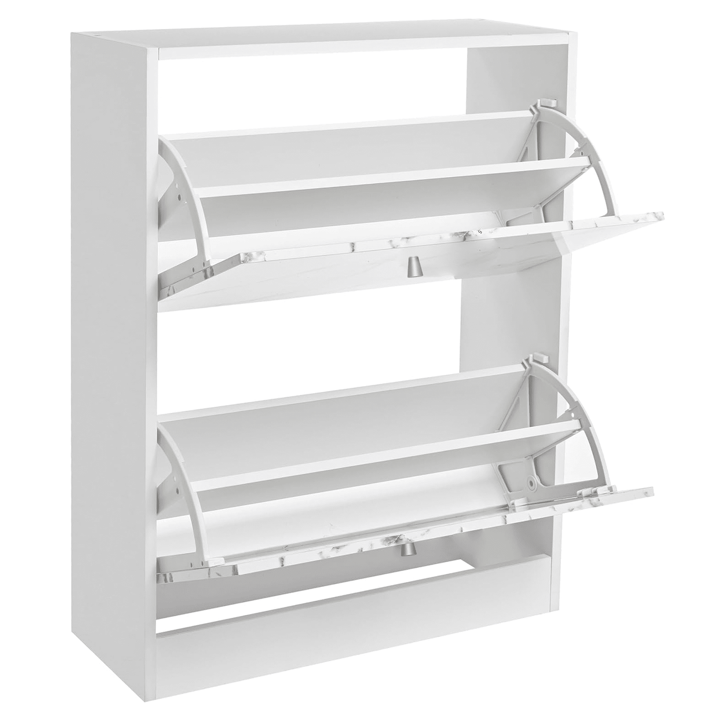 Dowellia 2 Drawer Shoe Cabinet,Wooden Shoes Organizer Cupboard Unit Hallway Furniture,freestanding Entryway 2 tier Modern Shoe Rack Cabinet Footwear Stand for Shoes (Marble White)