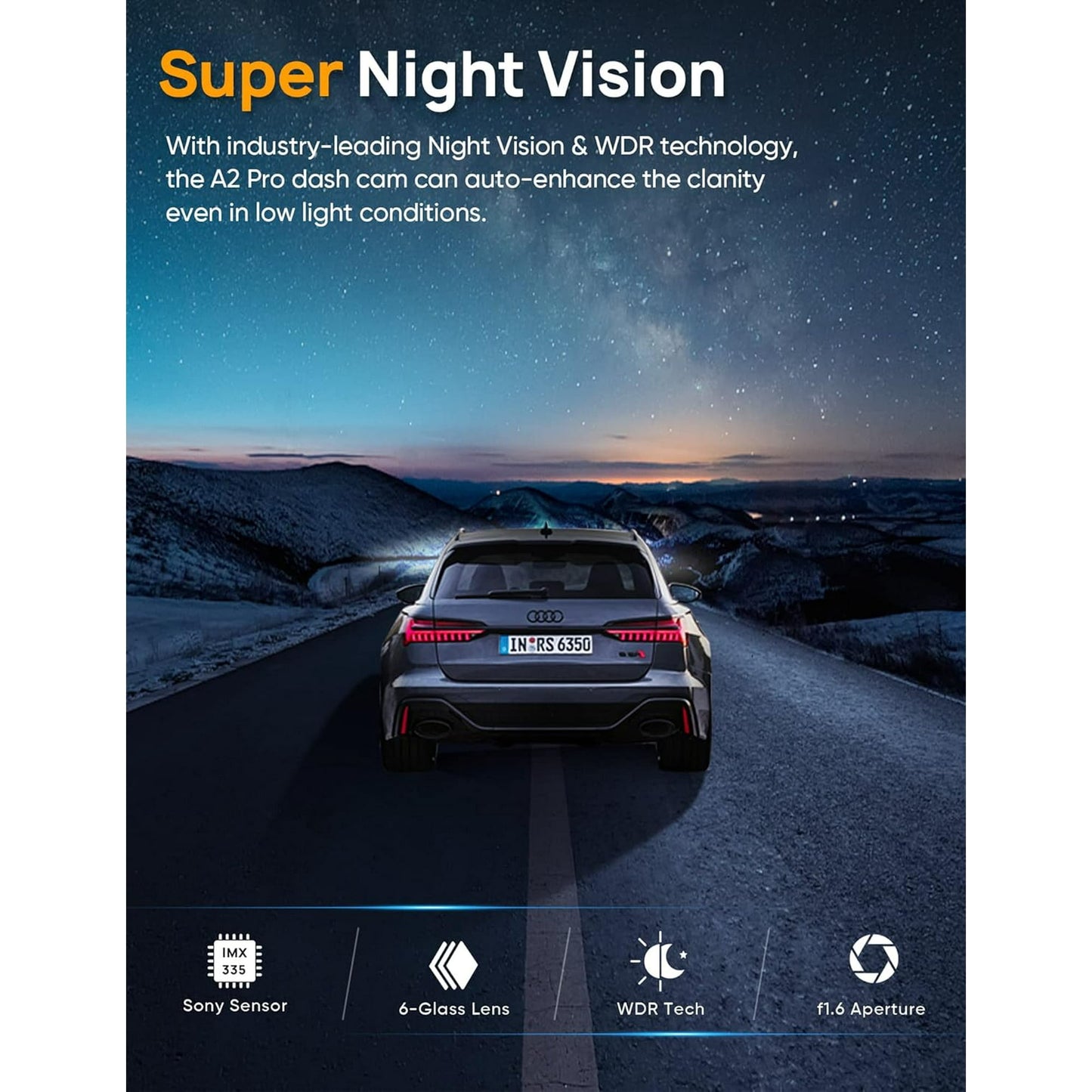 ODREY Dash Cam Front and Rear, 4K+2.5K 5G WiFi & WDR Dash Camera for Car with 64GB Card dashcam, G-Sensor, Super Night Vision, Loop Recording, Parking Mode