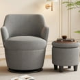 360°Swivel Accent Chair with Ottoman, Lounge Sofa with Nail Trim, Living Room Chairs, Bedroom Chair, Vanity Chair