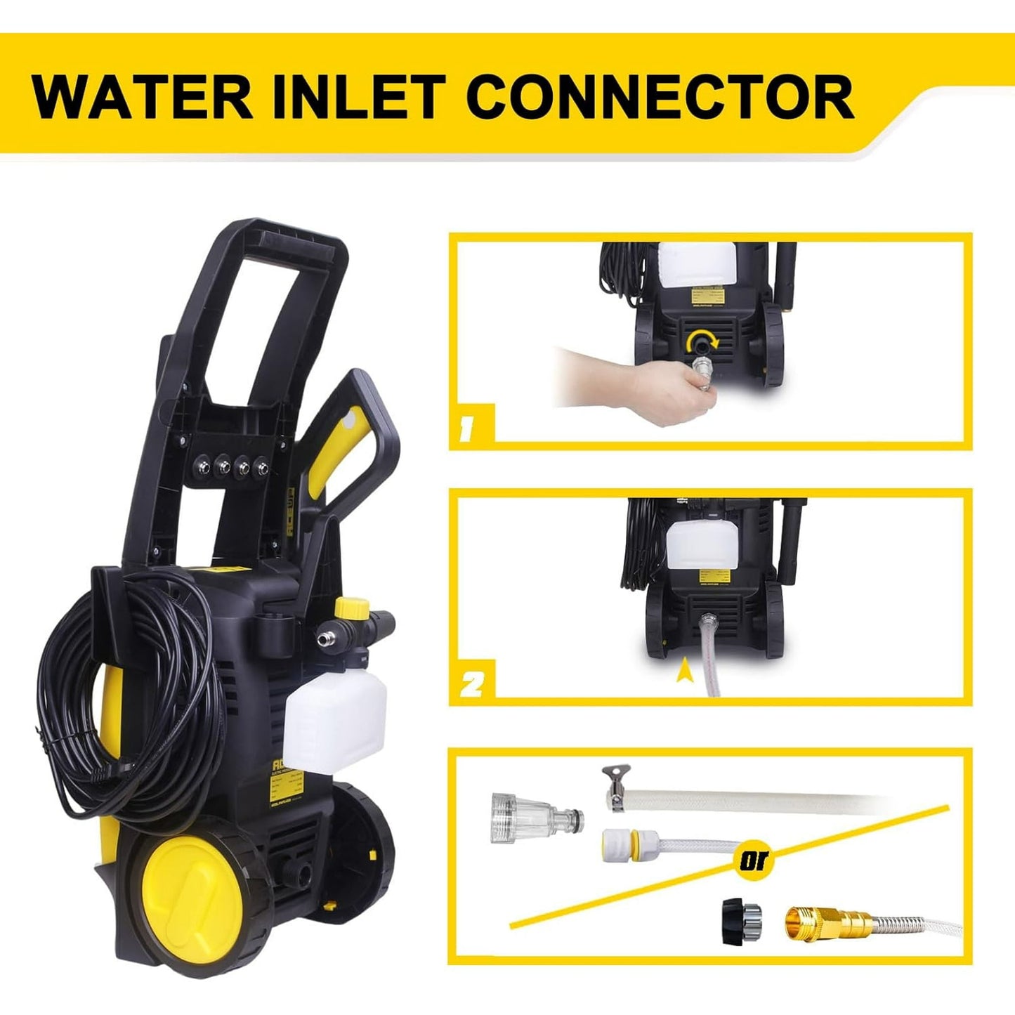 Aceup Energy 4000 PSI 2.6GPM Portable Electric Pressure Washer for Cars Fences Patios Driveways, Lightweight