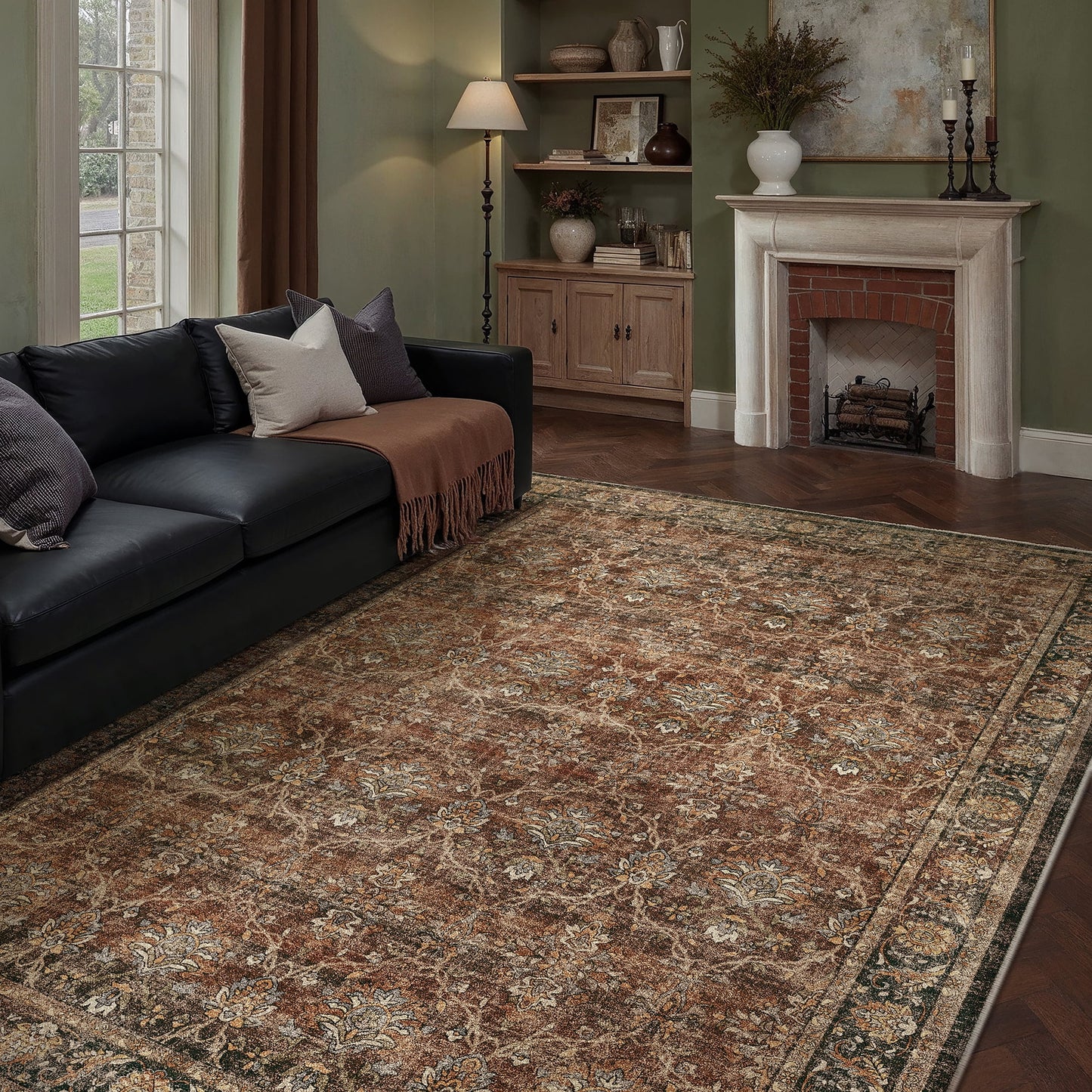 WIPONKEN 5x7 Area Rugs for Living Room Bedroom Dining Room Office Farmhouse, Machine Washable Non Slip Vintange Persia Rug