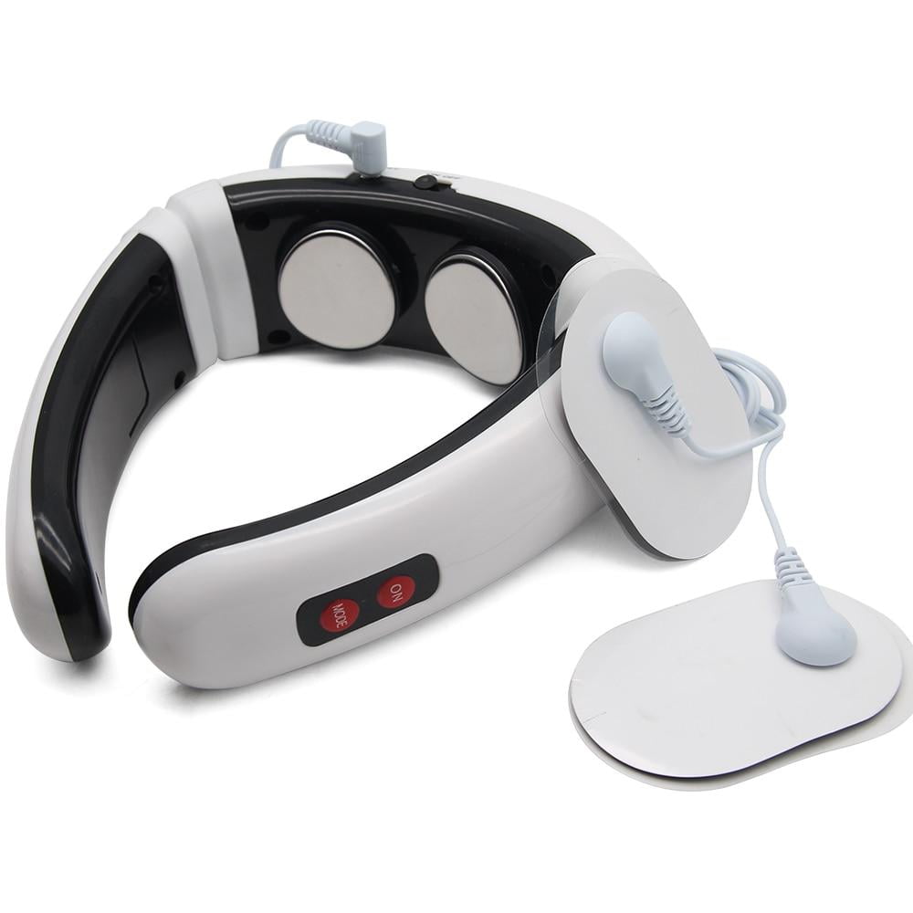EvoFine 3D Electric Neck Massager - Portable 6 Modes Adjustable 15 Speeds Cordless Deep Tissue Trigger Point Neck Pain Relief Massager with Pulse Pads