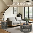 Dranite Rustic Industrial Table Set,Coffee Table & Side Table with Woven Rope Design, Sturdy and Easy Assembly,Wood Look Accent Furniture