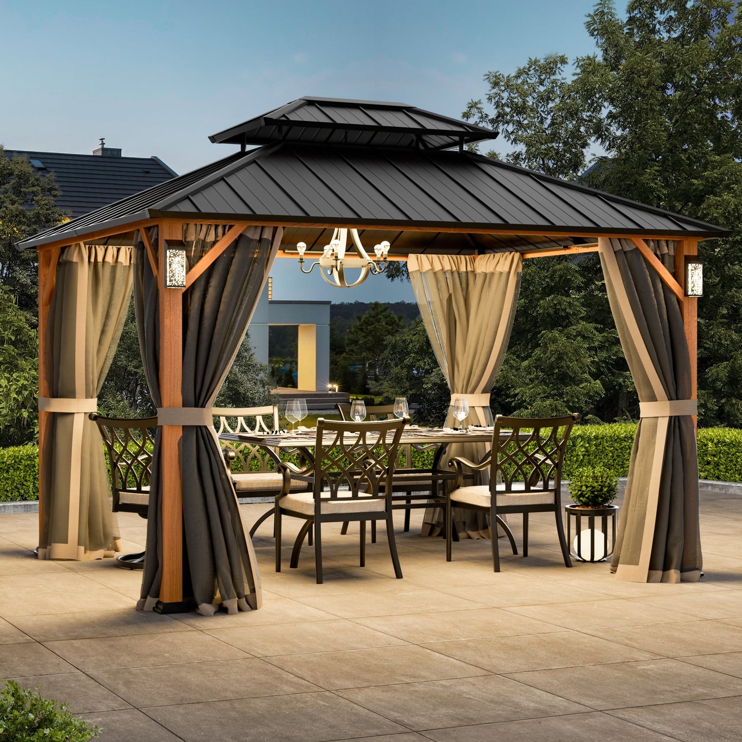 FONA 10'x12' Hard Top Gazebo W/ Solar LED light