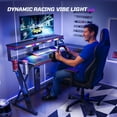 RSPGAME 41.6" L Shaped Gaming Desk with Flow LED Lights & Monitor Stand, Corner Computer Desk with Power Outlet & Controller Stand in Black