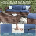 ELPOSUN Patio Furniture 7 Pieces Wicker Outdoor Sectional Sofa Sets, Rattan Conversation Set with Storage Table, Swivel Chairs for Backyard, Pool, Navy(Include Waterproof Covers )