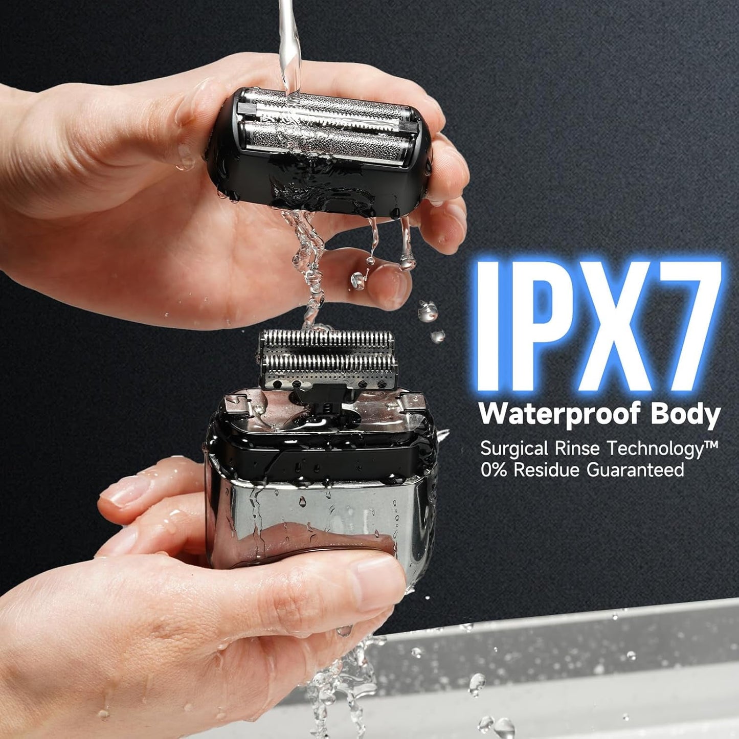 Mini Electric Razor for Men, Fast Rechargeable Foil Shaver for Beard/Face, IPX7 Waterproof for Travel & Home, Light Gray