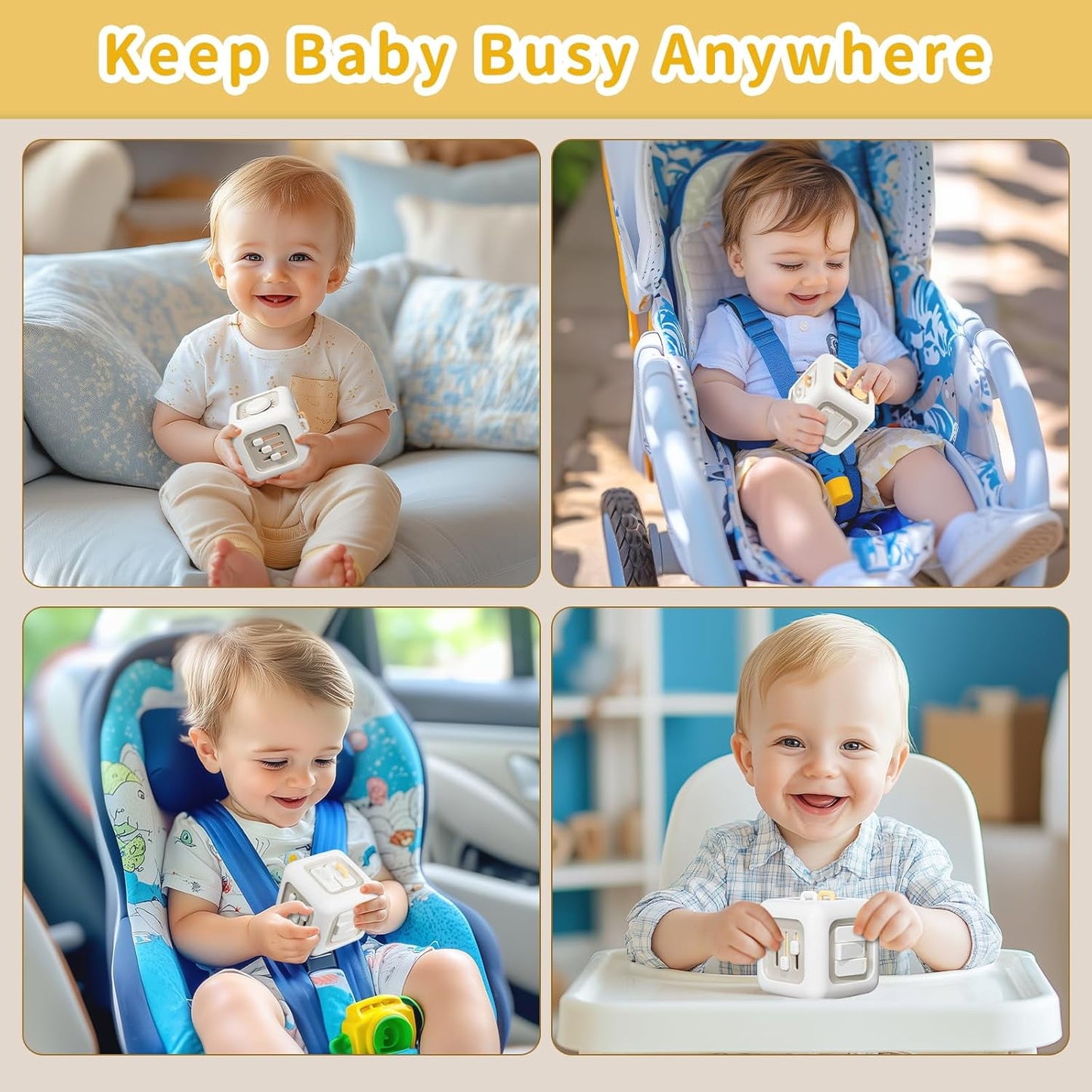 Toddler Toys, Busy Cube Montessori Toys for 1 Year Old, Learning Fine Motor Skills Toys, Travel Sensory Toys for Toddlers 1-3 Years Old