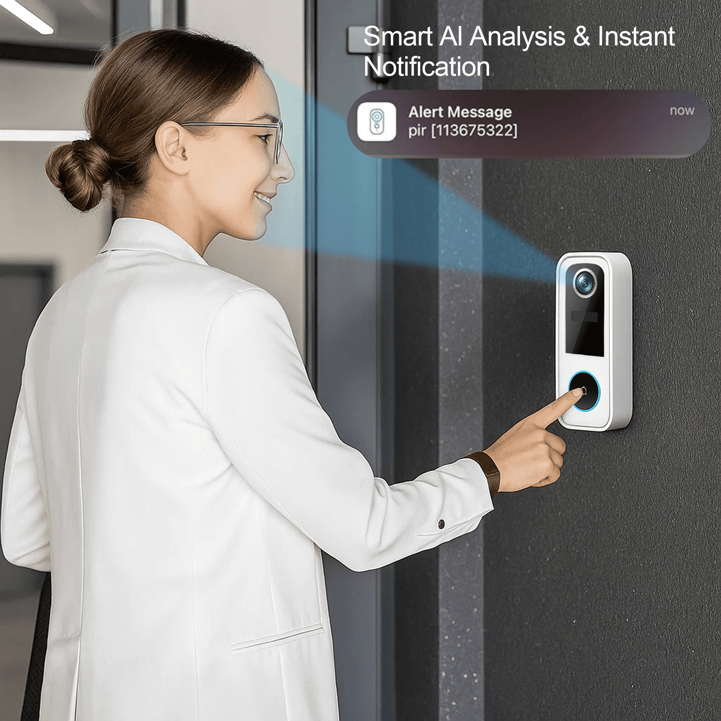 2K Wireless Video Doorbell with Chime, AI Human Detection, 2-Way Talk, Voice Changer, Night Vision, Weatherproof, SD/Cloud Storage, No Monthly Fee