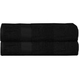 GLAMBURG Premium Cotton Oversized 2 Pack Bath Sheet 35x70 - 100% Pure Cotton - Ideal for Everyday use - Ultra Soft & Highly Absorbent - Machine Washable - Black