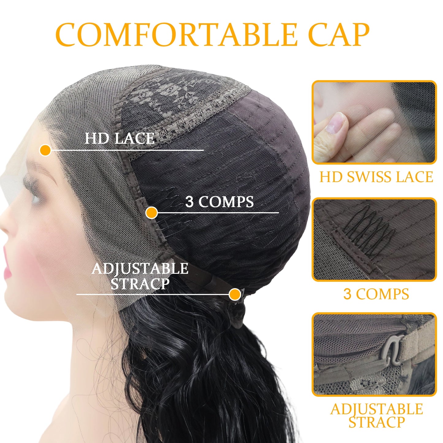 Deep Wave Lace Front Wigs Human Hair 13x4, Raw Human Hair, All-Day Comfort Glueless Pre-Plucked Hairline with Baby Hair, for Women, 200 Density, Natural Color 26 Inch