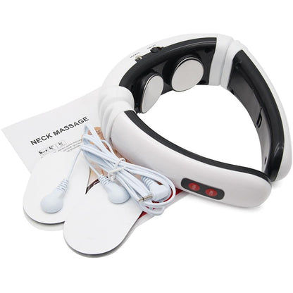 EvoFine 3D Electric Neck Massager - Portable 6 Modes Adjustable 15 Speeds Cordless Deep Tissue Trigger Point Neck Pain Relief Massager with Pulse Pads