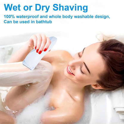 Electric Razor for Women, LAVERNER 2 In 1 Glide Pro 3.0 Painless Shaver Bikini Legs Underarm Public Hairs, Rechargeable Epilator Cordless Wet Dry Use, Blue