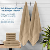 DAN RIVER 100% Cotton Bathroom Towel Set|2 Oversized Bath Towels 30x52| 2 Hand Towels 16x28| 4 Wash Cloths 12x12| Ideal for Home Hotel and Spa| Ultra Soft|Absorbent| Tan Towel Set|600 GSM| 8 Pc
