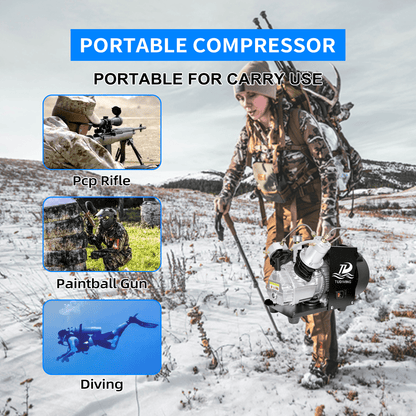 TUDIVING PCP Air Compressor 4500Psi/300Bar Double Cylinder High Pressure Air Pump 40L/min 110V