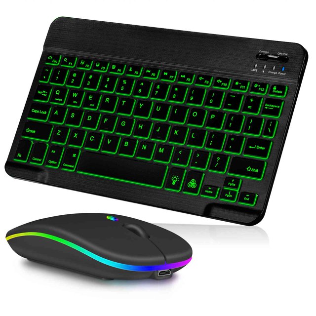 UX030 Lightweight Keyboard and Mouse with Background RGB Light, Multi Device slim Rechargeable Keyboard Bluetooth 5.1 and 2.4GHz Stable Connection Keyboard for Microsoft Surface Laptop 3 Laptop