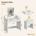 Bestier Vanity Set with Mirror and Lights,Vanity Desk with 2 Drawers,Makeup Table and Stool Set with 3 Light Modes & Hair Dryer Holder,White