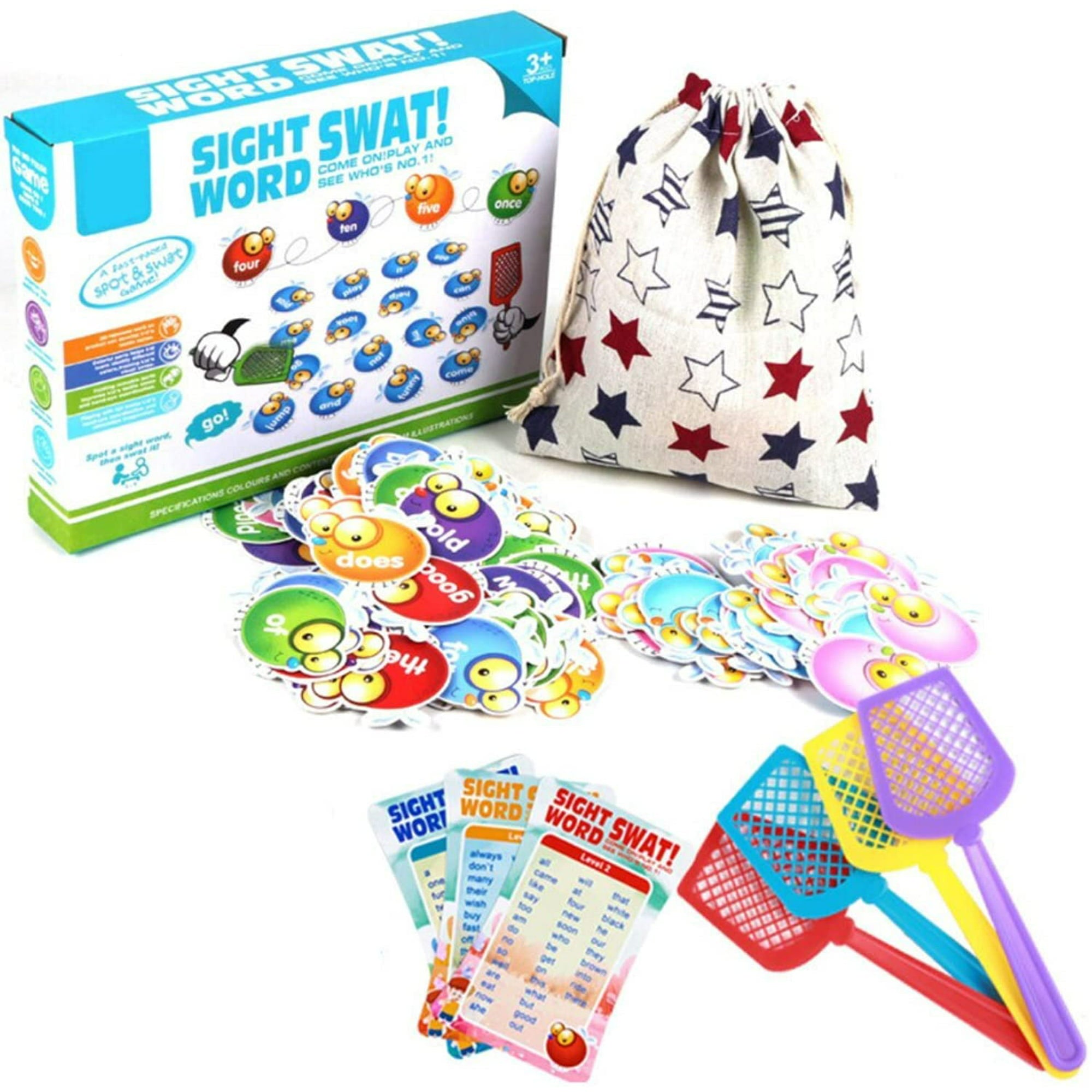 Junipel Hours of Fun Time Learning with Sight Words Swat Game Set for Kids