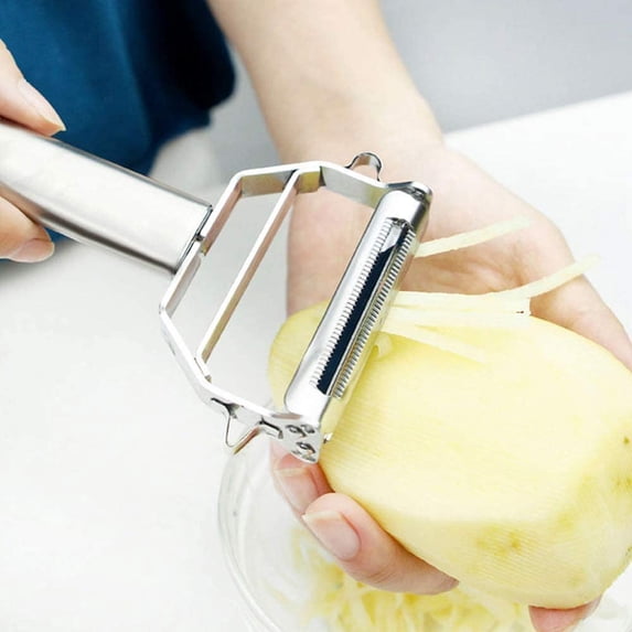 EvoFine Stainless Steel Vegetable Peeler – Dual Blade Julienne Cutter, Multifunctional Fruit & Potato Slicer