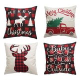 Giana Farmhouse 17x17 Inch Christmas Pillow Covers Christmas Throw Pillows Holiday Decorative Pillow (Set of 4)