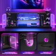 RSPGAME LED TV Stand for PS5 Xbox with Music Sync LED Lights, Gaming Entertainment Center for TVs 55/60/65 inch with Storage Cabinets Open Shelves for Living Room, Black Marble