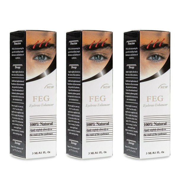 FEG Eyebrow Enhancer for Length Thickness Darkness Serum 100% Natural Eyebrow Enhancer Eyebrow Serum - 3 Pack