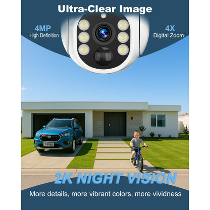 4G LTE Cellular Security Camera Wireless Outdoor, No WiFi Solar Powered Camera for Farms, Ranches, Estates Surveillance, 2K Color Night Vision, 360°PTZ, 2-Way Audio, PIR Motion Sensor