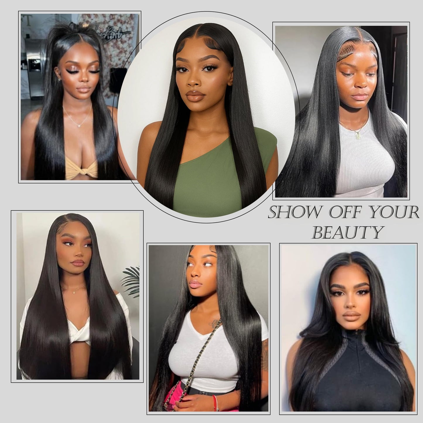 JUNGLE WAVE Human Hair 32 Inch 13x6 Lace Front Wigs 200 Density Straight HD Lace Front Wigs Pre Plucked Straight Glueless Human Hair 13x6 HD Frontal Wigs for Women
