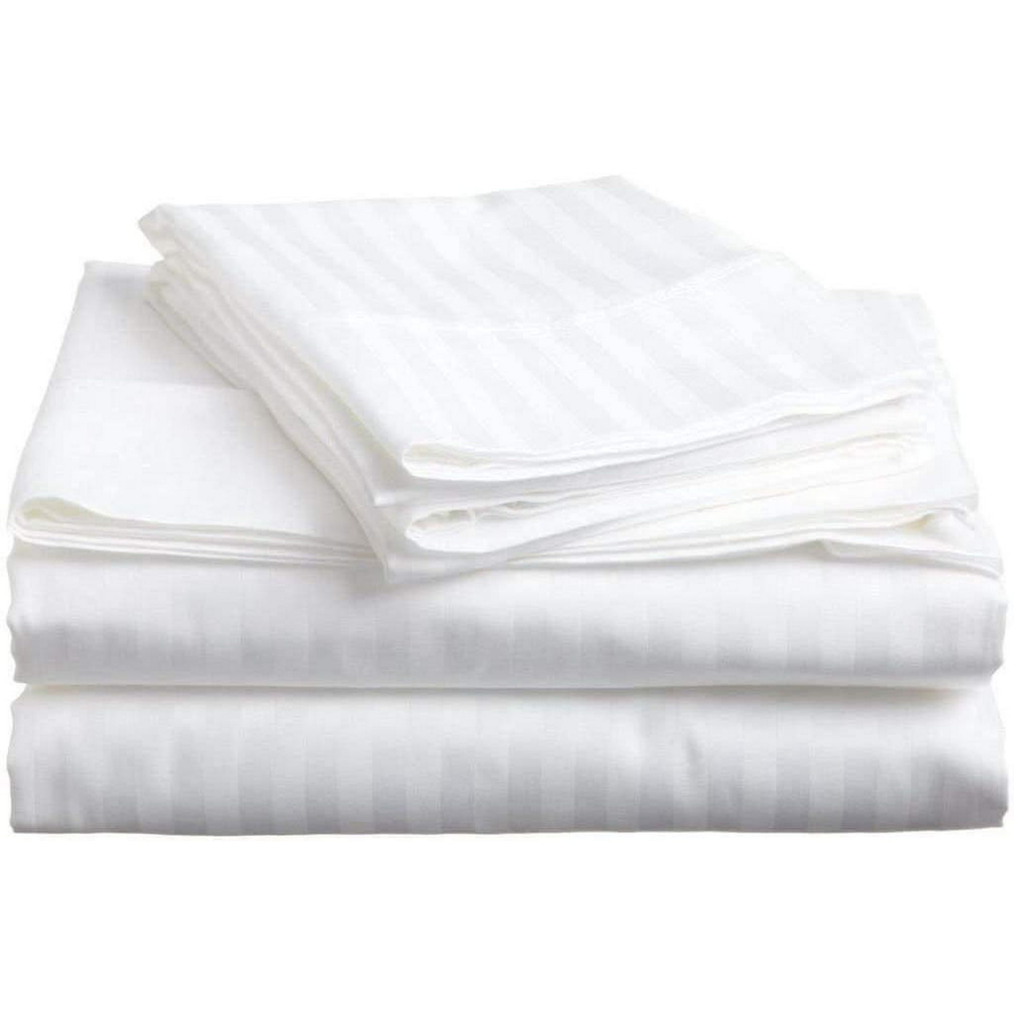 1000 Thread Count Bed Sheets 100% Egyptian Cotton Sheets Set - Queen Size Bedding Fitted & Flat sheet with 2Pc Pillowcase, Fits 9-12 Inches Deep Pocket ( Stripe, Classic White )