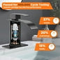 TVOFEK Black Waterfall Bathroom Faucet 1 or 3 Hole, Single Handle Bathroom Sink Faucet with Deck and Pop-up Drain for Lavatory Washbasin