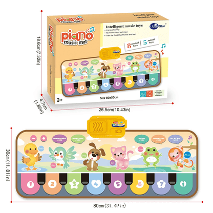 FRESHE Baby Music Mat, Baby Musical Keyboard Playmat with 8 Musices & 5 Animal Sounds, Touch Playmat Piano Music Mat, Educational Musical Toy for months 18+