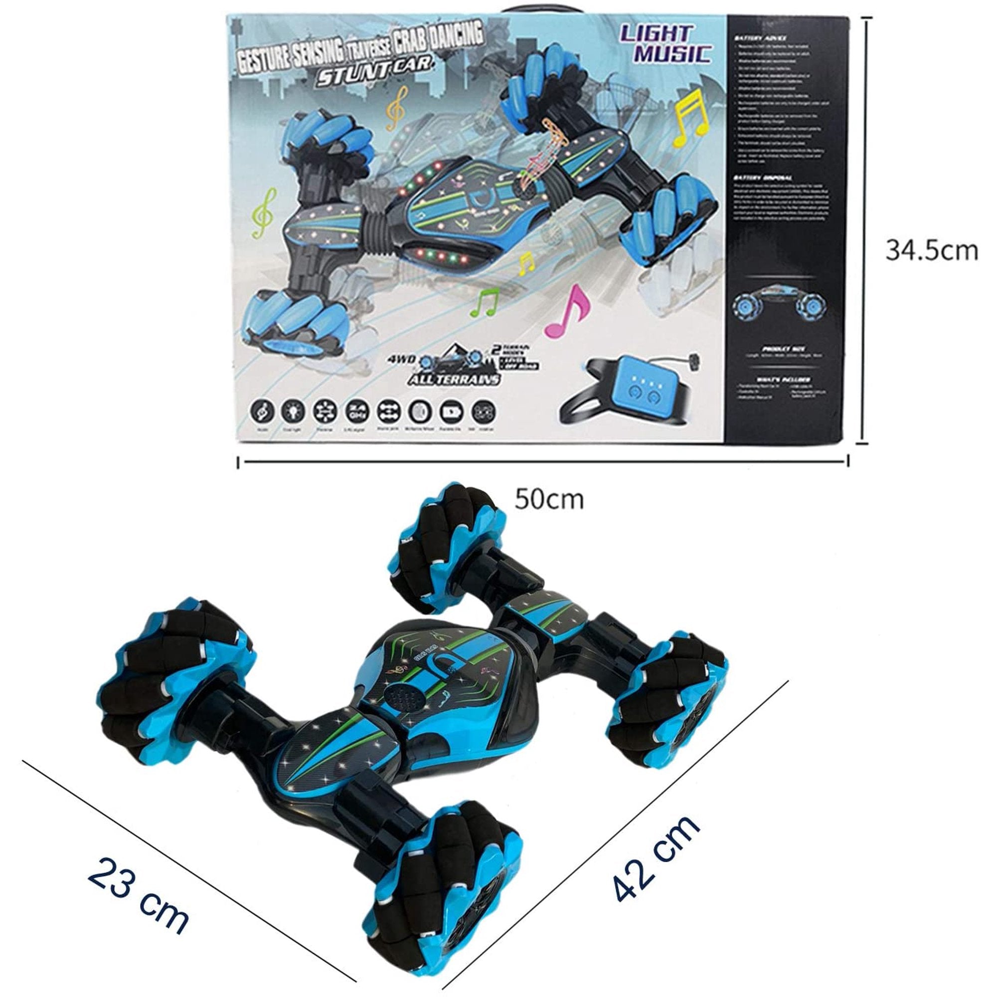 Terra RC Stunt Gesture Sensing Climbing .Car for Kids with Off-Road, Sports Mode, 40 Min Standby Suitable for Any Terrain, 2.4G Gesture Controlled Double-Sided Remote-Control Toy | Blue