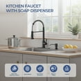 TVOFEK Kitchen Faucet with Sprayer and Soap Dispenser, Black Single Handle Kitchen Sink Faucets with Deck Plate for 1 or 3 Hole, Spring Faucet for RV Laundry Bar