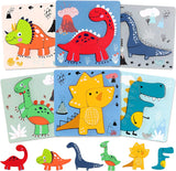 Boxgear Wooden Animal Puzzle – 6-Pcs Set Wooden Jigsaw Puzzles with Animals – Educational Baby Wooden Toys for Toddler Boys and Girls – Colorful Dinosaur Shape Puzzle for Kids