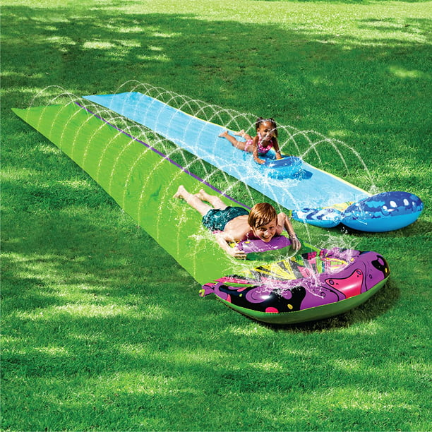 Lavinya 2 Pack 20ft x 35.5in Slip and Slide Water Slide with Bodyboards, Summer Toy with Build in Sprinkler for Lawn and Outside Water Toys Fun Play