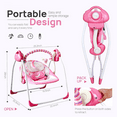OEIKPFN Foldable Baby Swing for Infants with 6 Speeds & Soothing Music, 0-9 Months, Pink