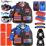 Madison Kids Supper Tactical Vest 2 Pack Set With Gun Toys and Accessories – 2 Body Vests With Dart Pouches, Tactical Mask, Protective Glasses, Dart Pouch Button