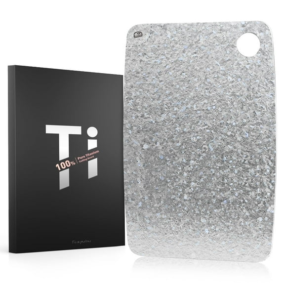 100% Pure Titanium Cutting Board – EPA-Certified Cutting Board, Double-Sided Pure Titanium Cutting Board for Kitchen and Outdoor Cooking (12"x8")