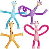 Violet 4 Pieces Cool And LED Shape Changing Telescopic Tube Fidget Giraffe Toy With Suction Cup Ideal Gift for Boys And Girls