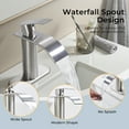 TVOFEK Waterfall Bathroom Faucets for Sink 1 or 3 Hole, Single Handle Vanity Faucet with Metal Pop up Drain and Deck Plate for Basin RV Lavatory, Brushed Nickel