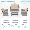 ECOPATIO Outdoor Patio Furniture Set, Outdoor Sectional Sofa, Outdoor Furniture Set Patio Couch Set Porch Balcony Furniture, 4 Piece Patio Conversation Set for Outside Furniture (Beige)