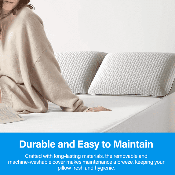 Strlinen Cooling Gel Memory Foam Pillow – Breathable Ergonomic Pillow with Ventilated Design & Washable Cover