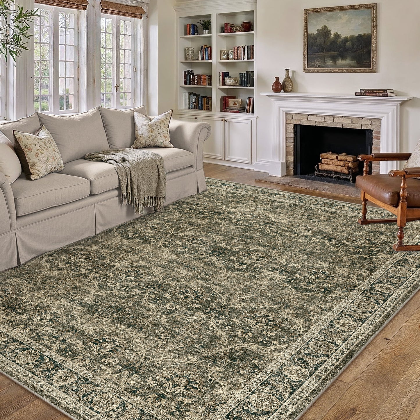 WIPONKEN 8x10 Area Rugs for Living Room Bedroom Dining Room Office Farmhouse, Machine Washable Non Slip Vintange Persia Rug