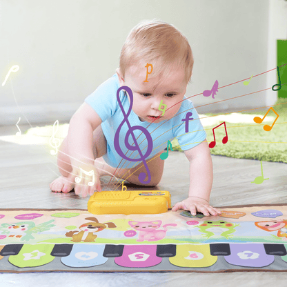 FRESHE Baby Music Mat, Baby Musical Keyboard Playmat with 8 Musices & 5 Animal Sounds, Touch Playmat Piano Music Mat, Educational Musical Toy for months 18+