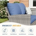 ELPOSUN Wicker Patio Furniture Set, 4 Piece Outdoor Sectional Conversation Sets, Gray PE Rattan Patio Sofa Set for Balcony, Porch, Backyard, Navy Blue