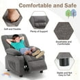 JONPONY Kids Recliner Chair,Push Back Toddler Recliner with Cup Holders & Side Pockets,Adjustable Footrest & Headrest Kids Sofa for Boys Girls 3+ Age Group, Grey